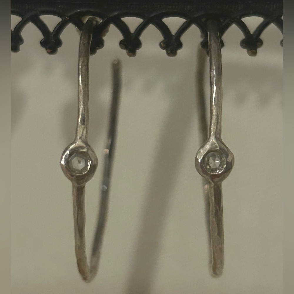 Ippolita Genuine Diamond And Sterling Silver Hoop Earrings